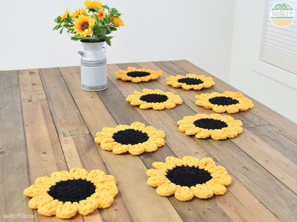 Sunflower Power Coasters Crochet Pattern