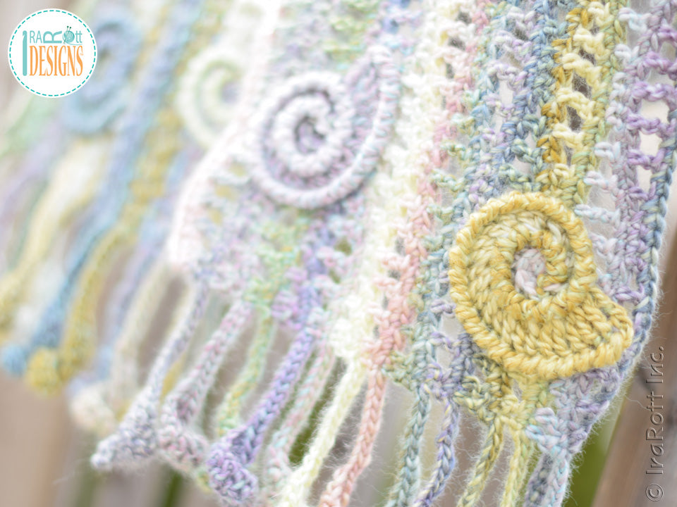 Sunrise Seashells Scarf Crochet Pattern