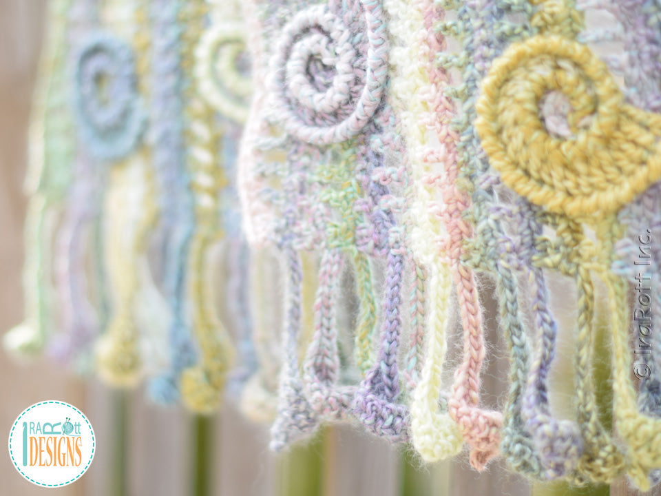 Sunrise Seashells Scarf Crochet Pattern