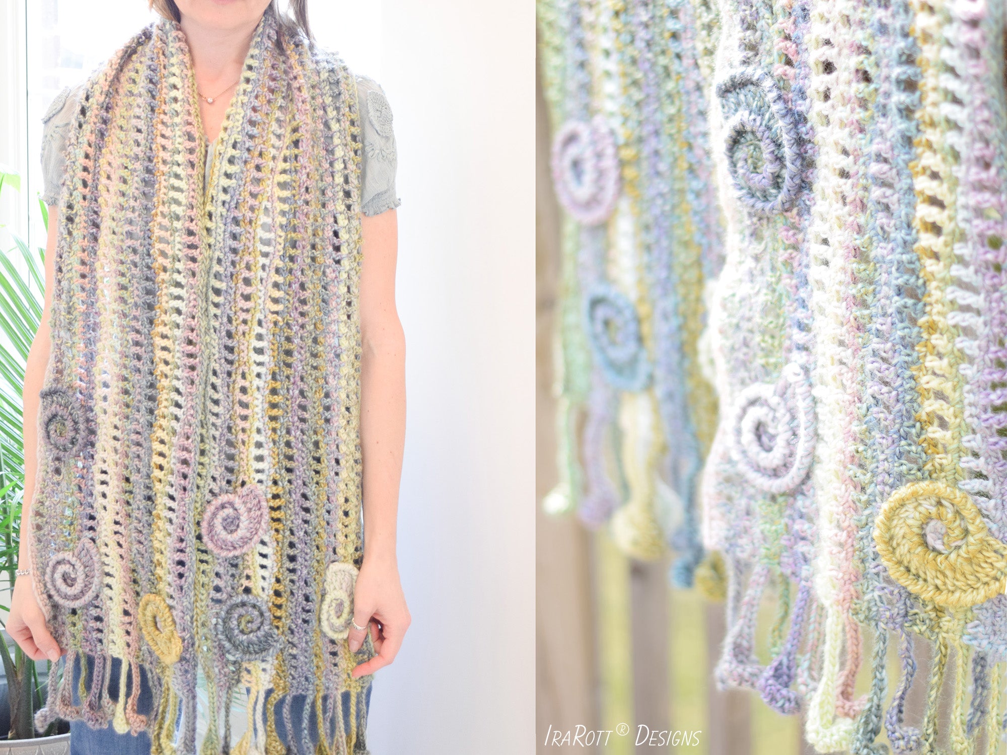 Seashell Scarf Pattern Sunrise Seashells Scarf Crochet Pattern – IraRott Designs