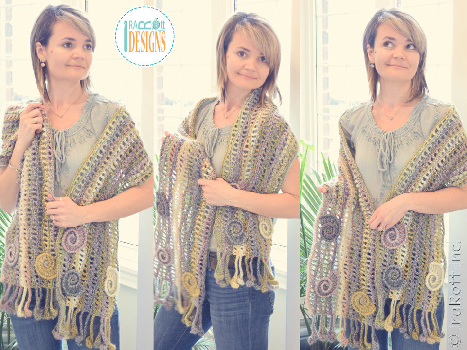 Sunrise Seashells Scarf Crochet Pattern