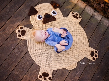 The Pugfect Pug Puppy Dog Rug Crochet Pattern