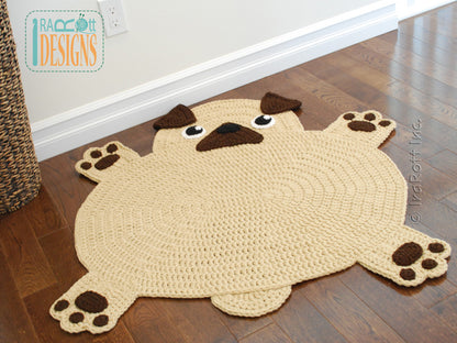 The Pugfect Pug Puppy Dog Rug Crochet Pattern