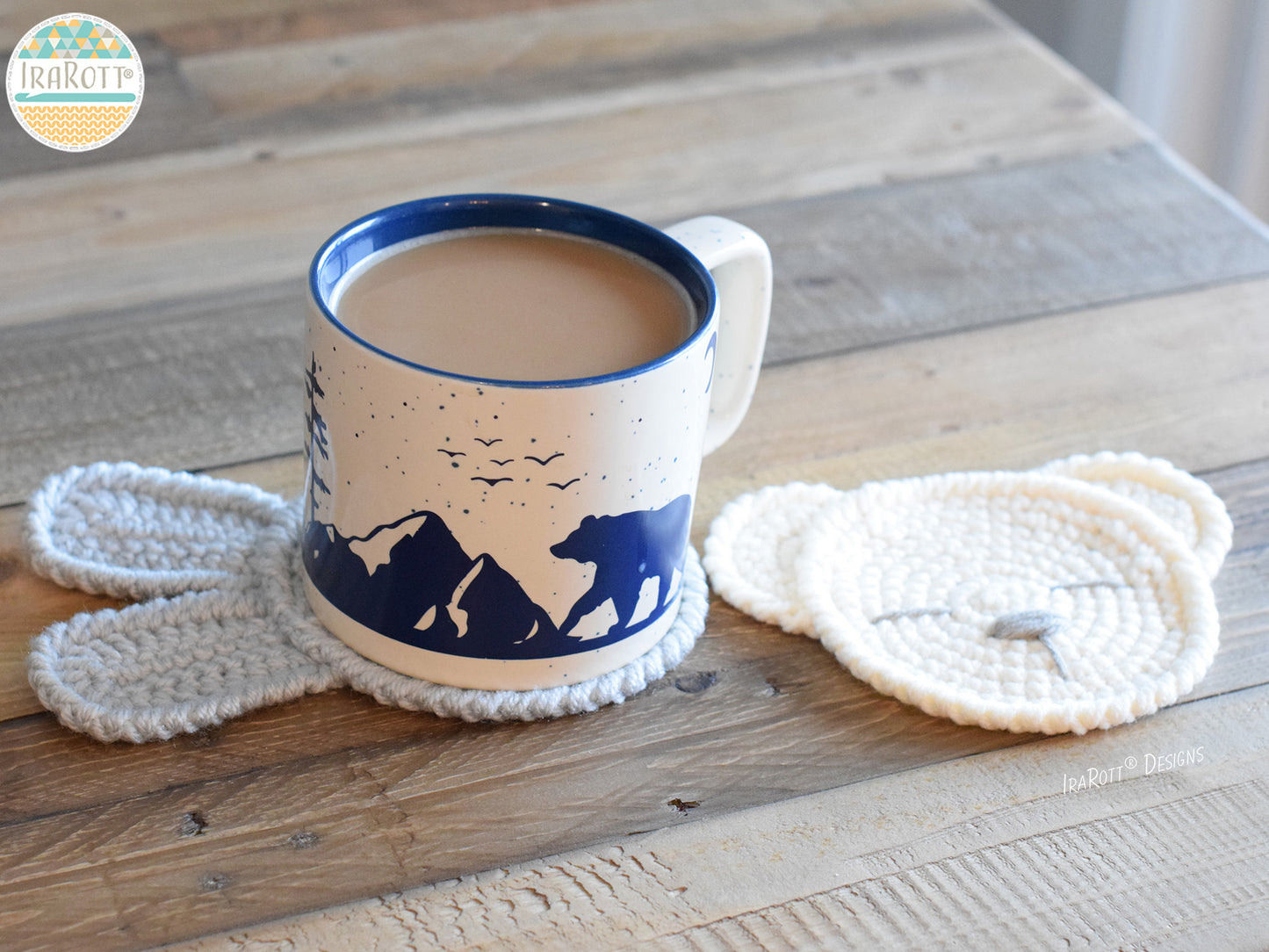 The Sleepy Bunny and Bear Coasters Crochet Pattern