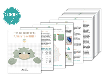 Tops The Triceratops Dinosaur Placemat Crochet Pattern