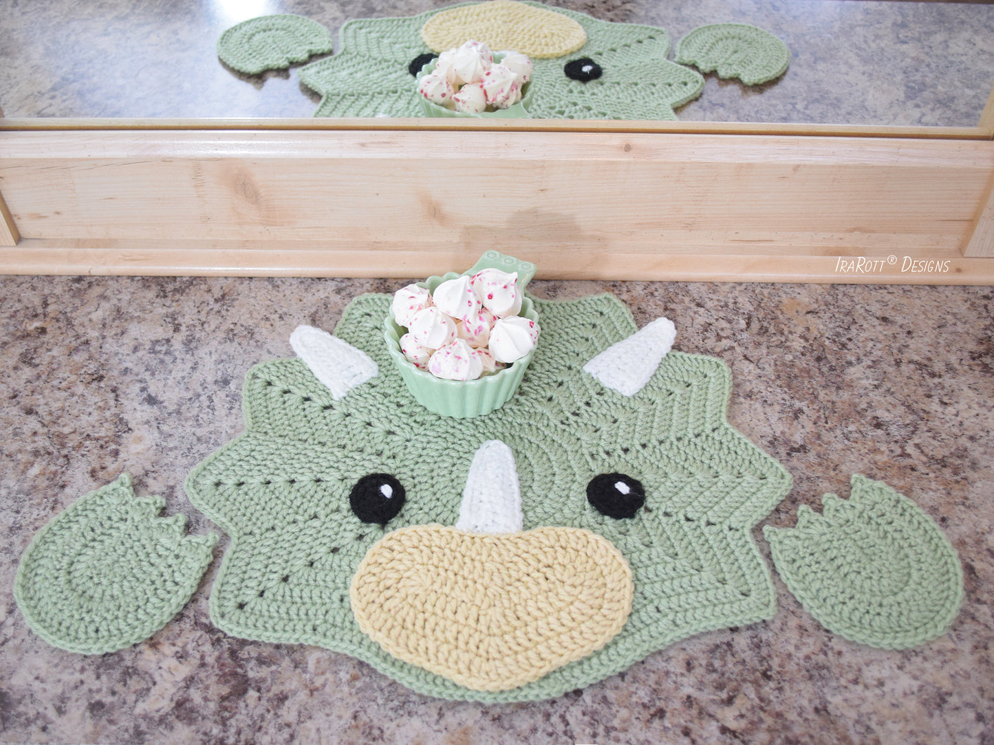 Tops The Triceratops Dinosaur Placemat Crochet Pattern