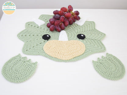 Tops The Triceratops Dinosaur Placemat Crochet Pattern