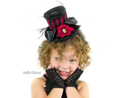 Victorian Goth Steampunk Top Hat and Mitts Crochet Pattern