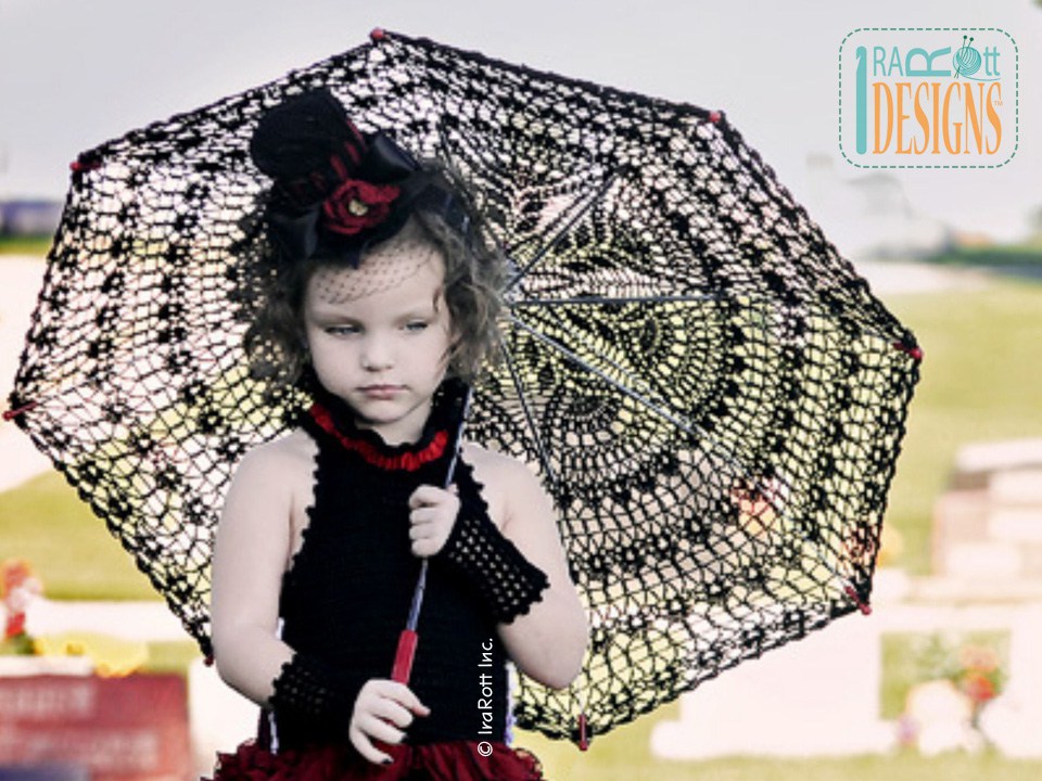 Victorian Goth Steampunk Lace Parasol Crochet Pattern