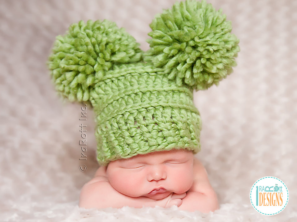 Yarn Amy Square Hat with Pompoms Crochet Pattern