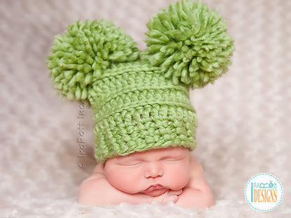 Yarn Amy Square Hat with Pompoms Crochet Pattern
